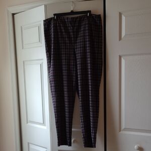 Joan Rivers Women's Plaid Ankle Pants Regular Length - Black, Wine and Gray (XL)